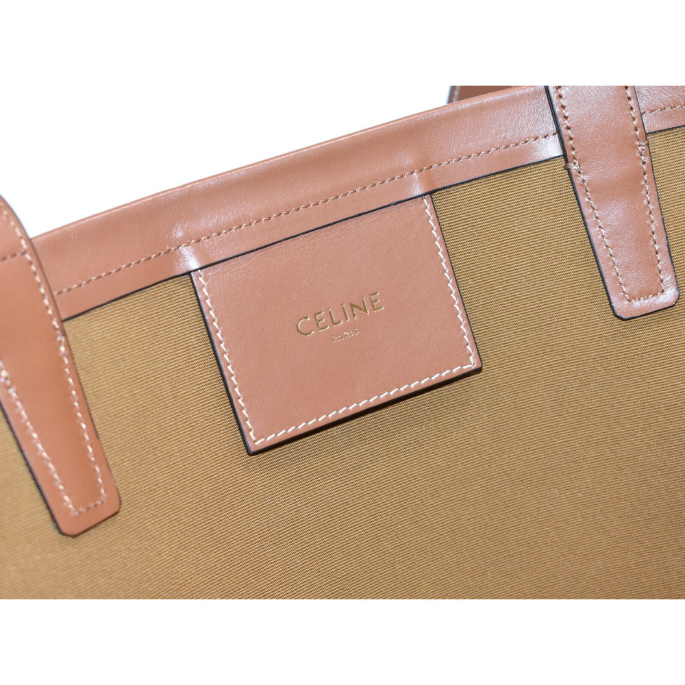 Celine Cuffin Bag Tote Brown Leather Shoulder Triomphe Beige Tan - Picture 6 of 7